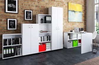 Bild: möbelando Büro-Kombi Komplettset Büroprogramm Arbeitszimmer Möbelset Büromöbel Trio 2345" Weiß