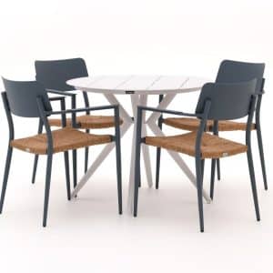 + 10 % Kassenrabatt | Bellagio Cino/Sora ø 90 cm Gartenmöbel-Set 5-teilig stapelbar