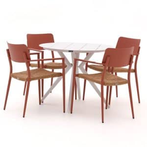 + 10 % Kassenrabatt | Bellagio Cino/Sora ø 90 cm Gartenmöbel-Set 5-teilig stapelbar