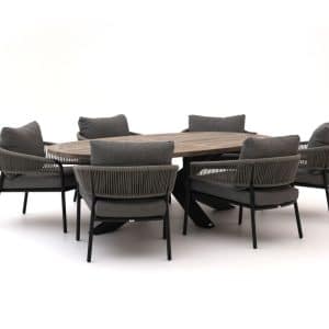 Bellagio Nova Siri /ROUGH-Y Ellips 240cm Low Dining Gartenmöbel-Set 7-teilig