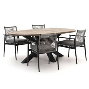 Bellagio Pizzoli/ROUGH-Y Ellips 200 cm Gartenmöbel-Set 5-teilig stapelbar