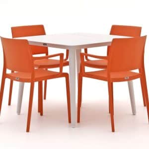 + 10 % Kassenrabatt | Forza Sile/Sora 90 cm Gartenmöbel-Set 5-teilig stapelbar
