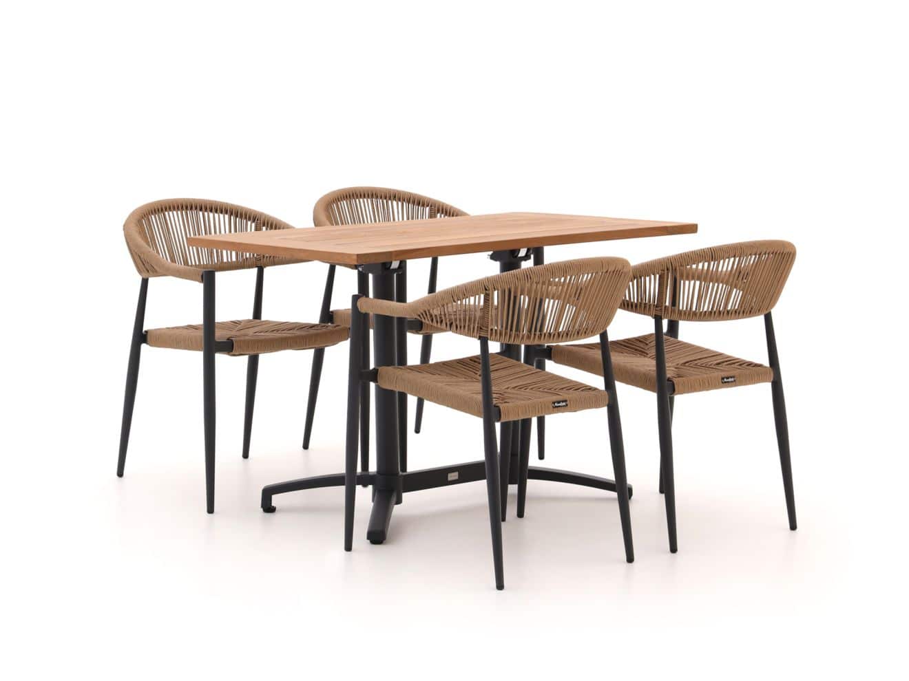 + 10 % Kassenrabatt | Manifesto Belpasso/Canzo 120 cm Gartenmöbel-Set 5-Teilig Stapelbar inklapbaar