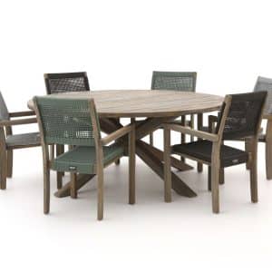 ROUGH-Batang Rope/ROUGH-Y ø 180 cm Gartenmöbel-Set 7-teilig stapelbar