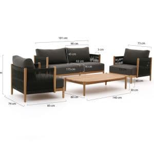 + 10 % Kassenrabatt | Zavelli Convivia Sessel-Sofa Lounge-Set 4-teilig 4-Sitzer