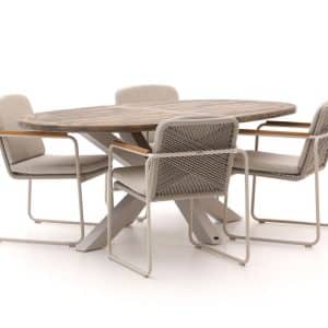 Bellagio Sordio/ROUGH-Y Ellips 200 cm Gartenmöbel-Set 5-Teilig Stapelbar