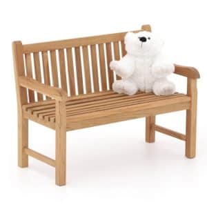 Kinder Gartenbank 75x40x56 cm/Kikabär groß 30 cm Weiß