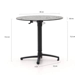 + 10 % Kassenrabatt | Bellagio Canzo Gartentisch klappbar ø 80 cm (h: 73/109 cm) verstellbar