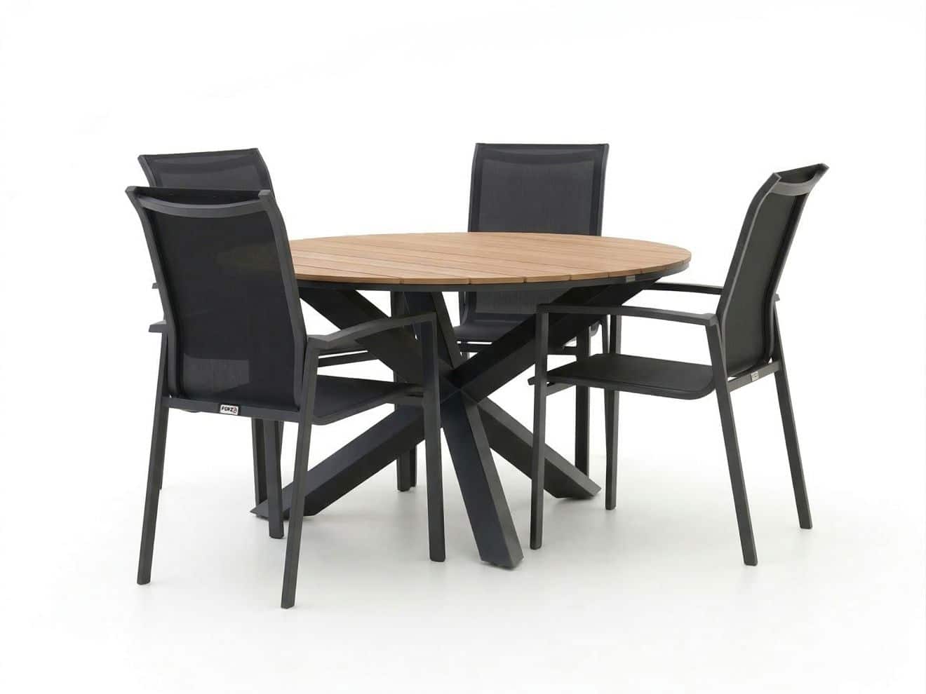 + 10 % Kassenrabatt | Forza Centallo/Fidenza ø 126 cm Gartenmöbel-Set 5-teilig stapelbar