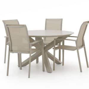 Forza Centallo/Lodola ø 130 cm Gartenmöbel-Set 5-teilig stapelbar