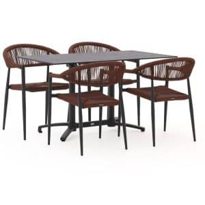 Manifesto Belpasso/Canzo 120 cm Gartenmöbel-Set 5-teilig stapelbar