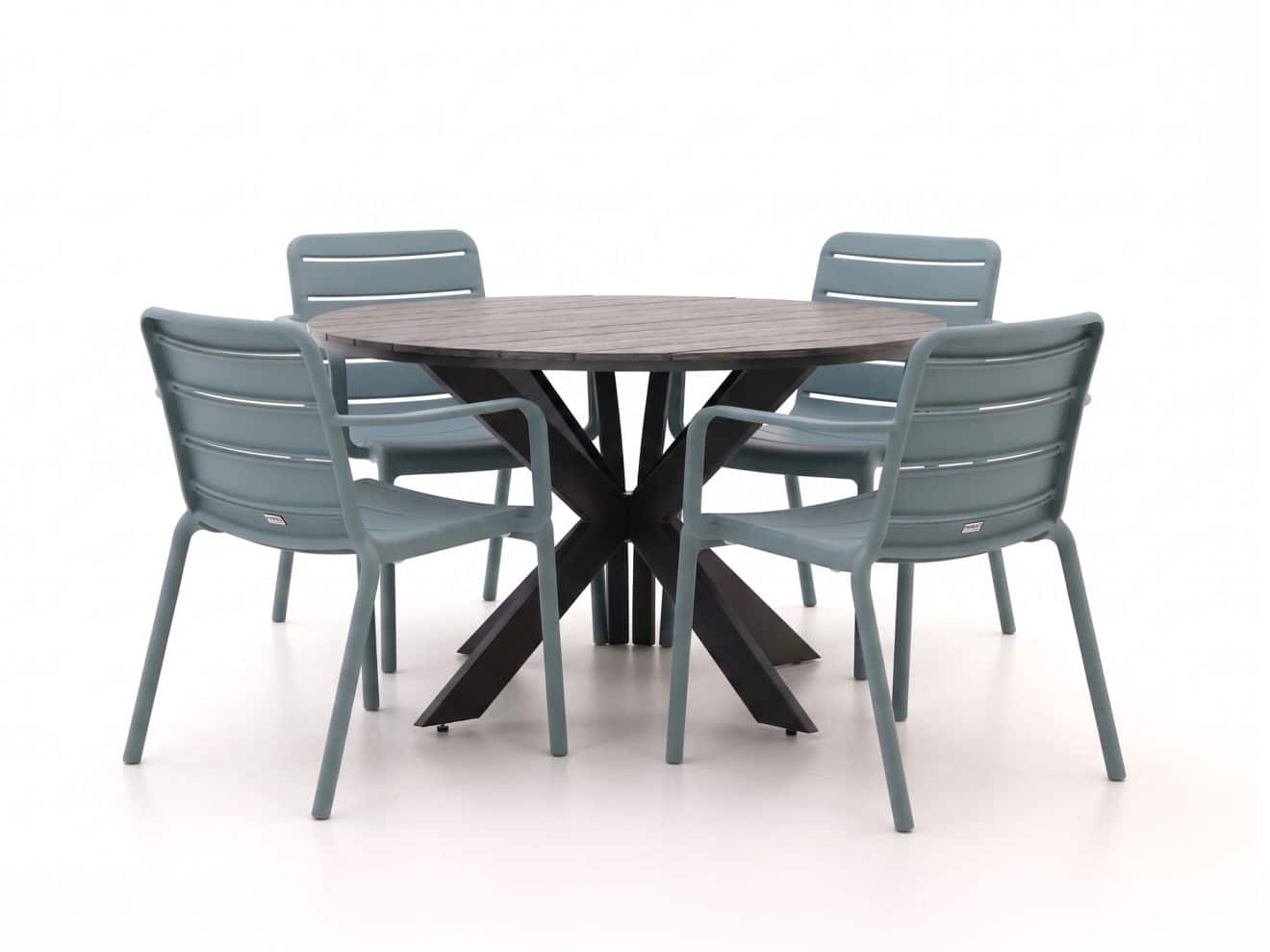 + 10 % Kassenrabatt | Forza Narni/Fidenza ø 126 cm Gartenmöbel-Set 5-teilig stapelbar