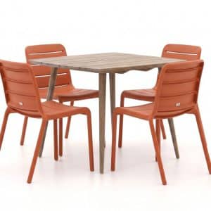 + 15 % Kassenrabatt | Forza Narni/ROUGH-K 90 cm Gartenmöbel-Set 5-teilig stapelbar