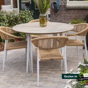 Manifesto Belpasso/Falcade ø 115 cm Gartenmöbel-Set 5-teilig stapelbar