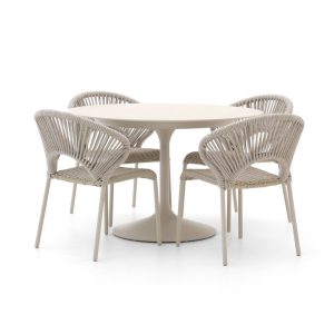 SUNS Vado/Nova ø 120 cm Gartenmöbel-Set 5-teilig stapelbar