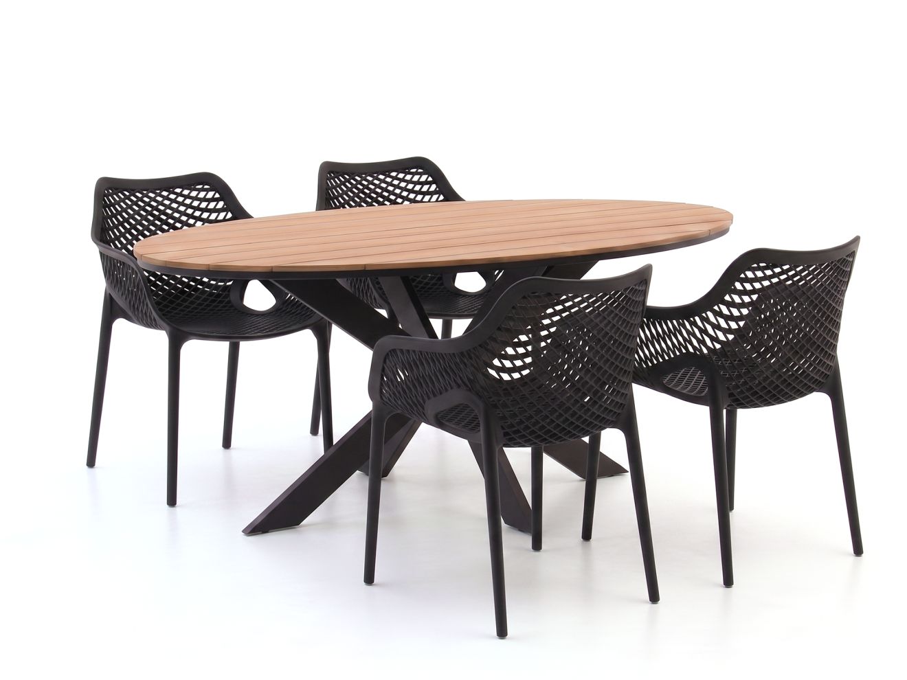 + 10 % Kassenrabatt | Forza Ripi/Fidenza 180 cm oval Gartenmöbel-Set 5-teilig stapelbar
