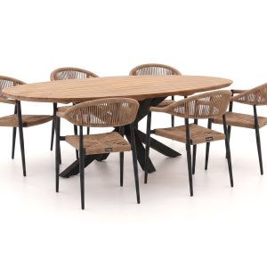 Manifesto Belpasso/Fidenza ovaal 220cm dining tuinset 7-delig stapelbaar