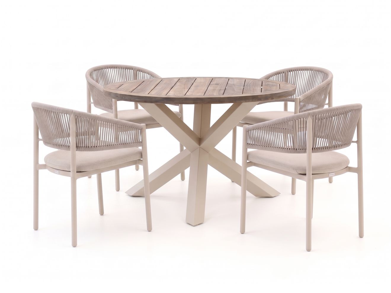 + 15 % Kassenrabatt | Bellagio Panaro/ROUGH-Y ø 120 cm Gartenmöbel-Set 5-teilig stapelbar