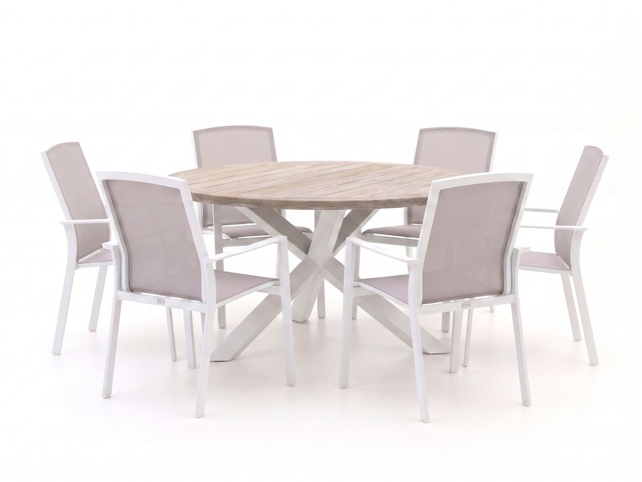+ 15 % Kassenrabatt | Forza Altea/ROUGH-Y ø 150 cm Gartenmöbel-Set 7-teilig stapelbar