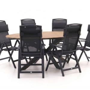 + 15 % Kassenrabatt | Forza Capri/Fidenza oval 220 cm Gartenmöbel-Set 7-teilig verstellbar