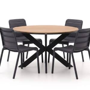 + 15 % Kassenrabatt | Forza Narni/Fidenza ø 126 cm Gartenmöbel-Set 5-teilig stapelbar