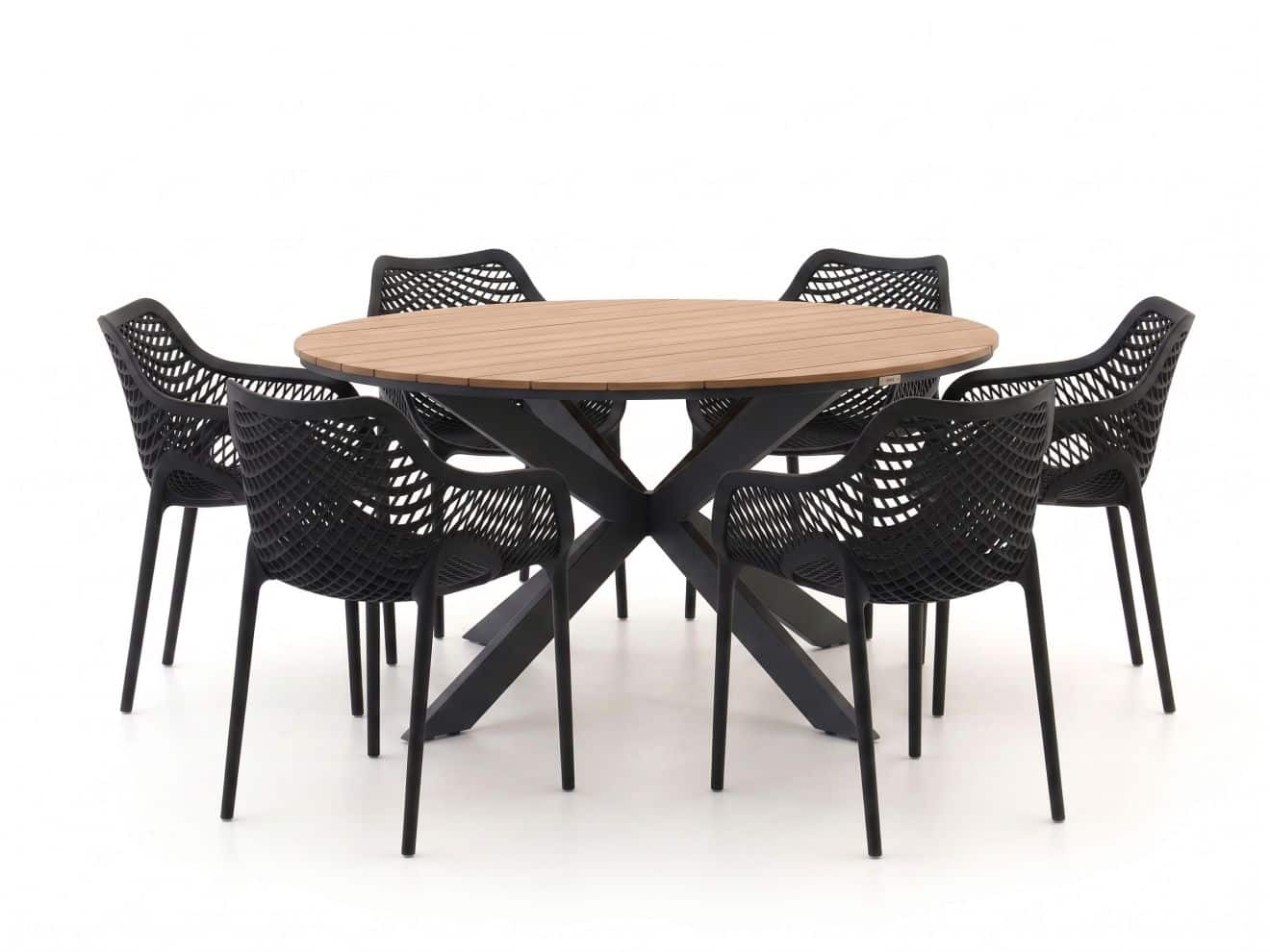 + 15 % Kassenrabatt | Forza Ripi/Fidenza ø 149 cm Gartenmöbel-Set 7-teilig stapelbar