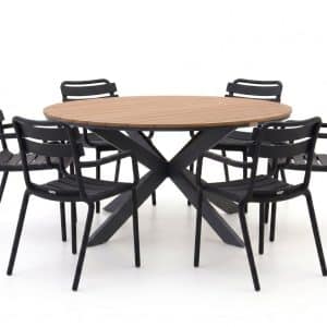 + 15 % Kassenrabatt | Forza Vico/Fidenza ø 149 cm Gartenmöbel-Set 7-teilig stapelbar