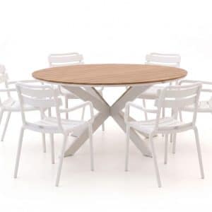 + 15 % Kassenrabatt | Forza Vico/Fidenza ø 149 cm Gartenmöbel-Set 7-teilig stapelbar