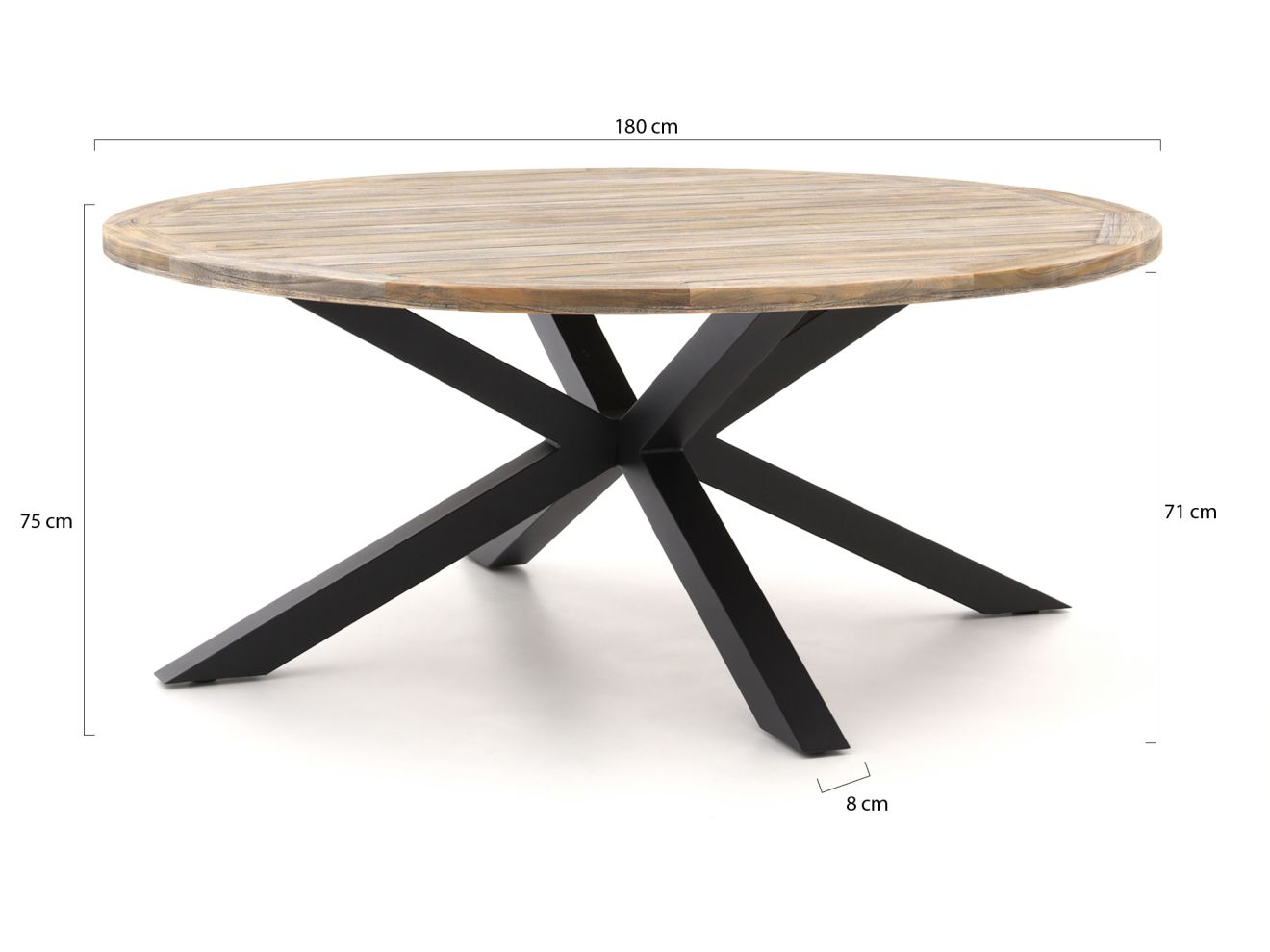 Intenso Asti/Rough-Y Ø 180 cm Gartenmöbel-Set 7-teilig