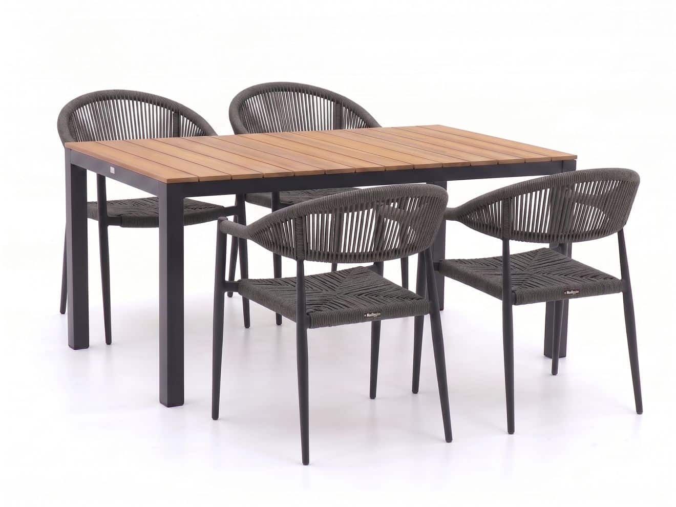+ 15 % Kassenrabatt | Manifesto Belpasso/Fidenza 160 cm Gartenmöbel-Set 5-teilig stapelbar