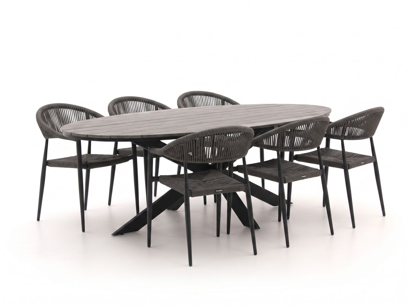 + 10 % Kassenrabatt | Manifesto Belpasso/Fidenza oval 220 cm Gartenmöbel-Set 7-teilig stapelbar