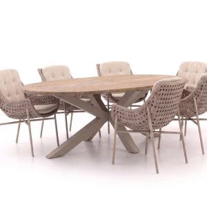 Manifesto Novara/ROUGH-Y Ellips 240 cm Gartenmöbel-Set 7-teilig