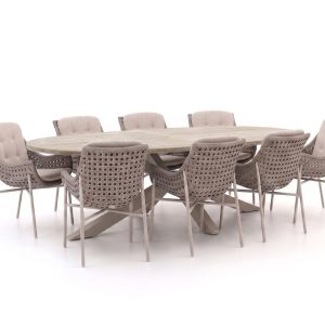Manifesto Novara/ROUGH-Y Ellips 240 cm Gartenmöbel-Set 9-teilig