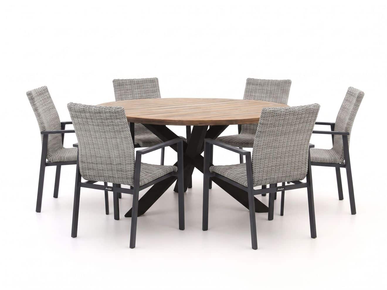 + 10 % Kassenrabatt | Manifesto Villongo/ROUGH-Y ø 150 cm Gartenmöbel-Set 7-teilig stapelbar