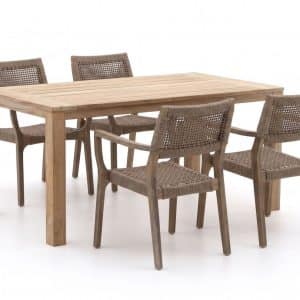 + 10 % Kassenrabatt | ROUGH-L Rope/ROUGH-S 160 cm Gartenmöbel-Set 5-teilig stapelbar