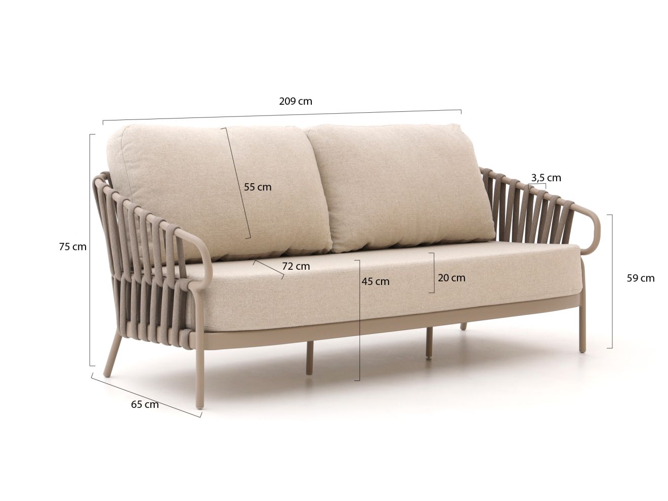 + 15 % Kassenrabatt | Tierra Outdoor Nuri Gartensofa 3-Sitzer 209 cm