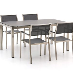 + 10 % Kassenrabatt | Bernstein Freiburg 160 cm Gartenmöbel-Set 5-teilig stapelbar