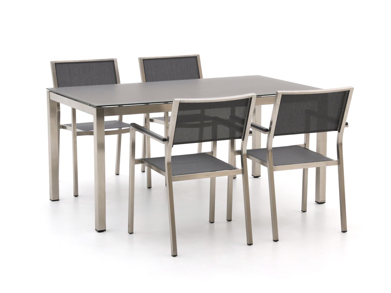 + 15 % Kassenrabatt | Bernstein Freiburg 160 cm Gartenmöbel-Set 5-teilig stapelbar