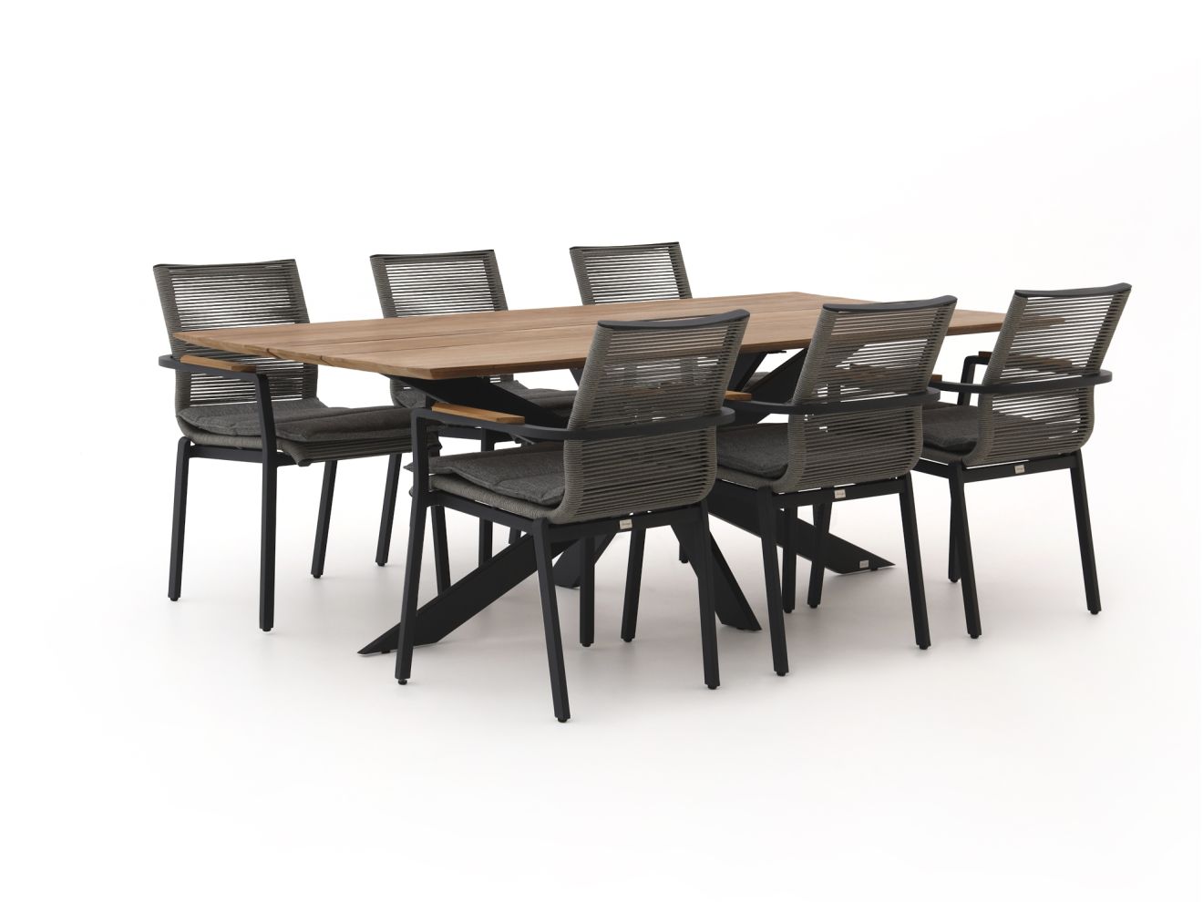 + 10 % Kassenrabatt | Bellagio Marudo/Furato 220 cm Gartenmöbel-Set 7-Teilig Stapelbar