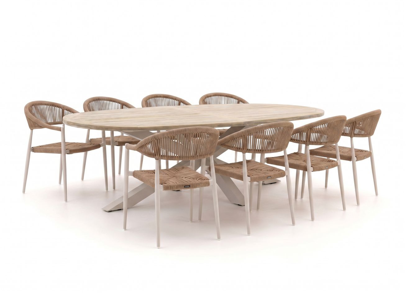 + 10 % Kassenrabatt | Manifesto Belpasso/ROUGH-Y Ellips 280 cm Gartenmöbel-Set 9-teilig stapelbar