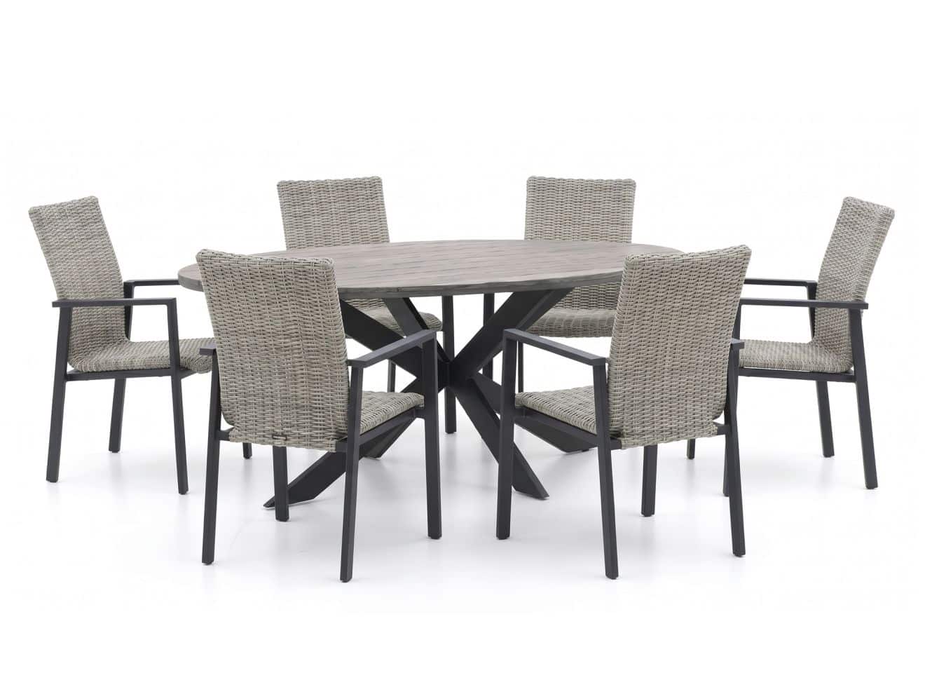 + 10 % Kassenrabatt | Manifesto Villongo/Fidenza oval 220 cm Gartenmöbel-Set 7-teilig stapelbar
