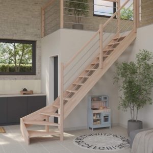 Massivholztreppe Intercon® Savoy | ¼ gewendelter Verlauf