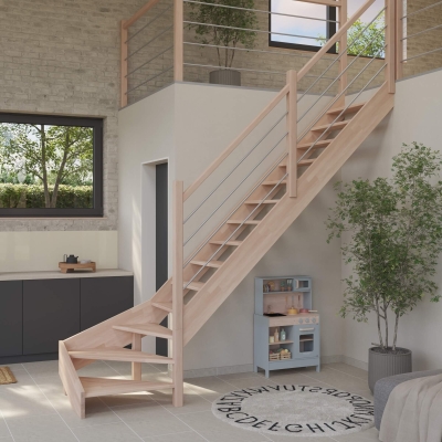 Massivholztreppe Intercon® Savoy | ¼ gewendelter Verlauf