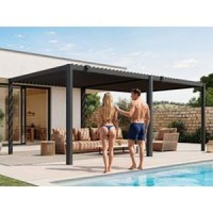 Premium Pergola ZENO 623 x 337 cm aus Stahl | Anthrazit RAL 7016 | Lamellendach