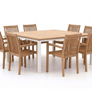 Sunyard Jakarta/Linosa 160x160cm dining tuinset 9-delig stapelbaar