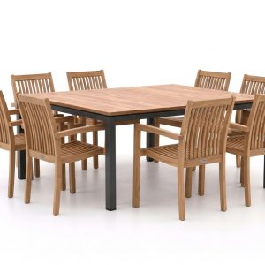 Sunyard Jakarta/Linosa 160x160cm dining tuinset 9-delig stapelbaar