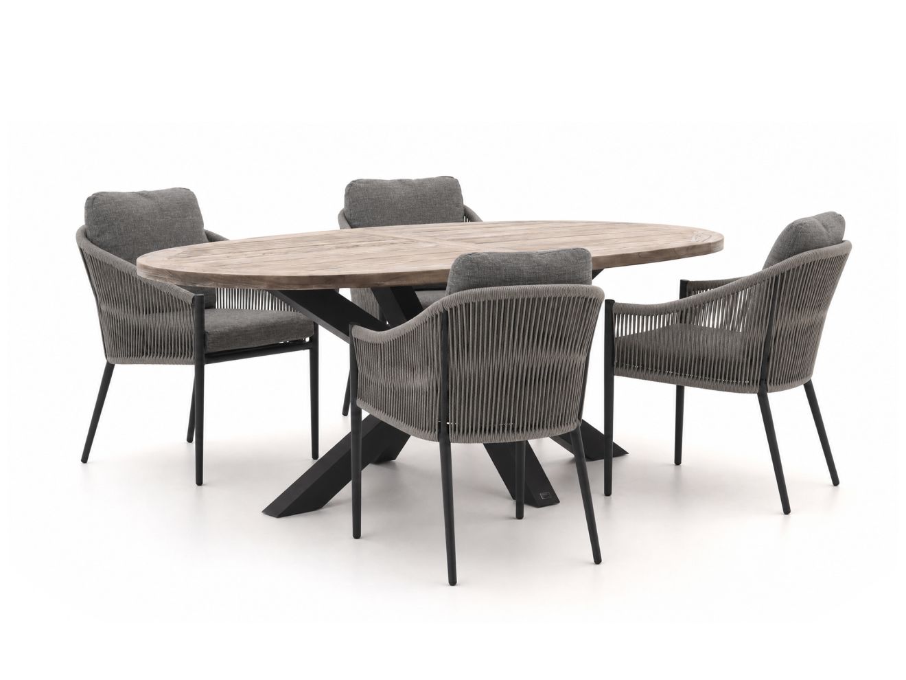 + 15 % Kassenrabatt | Bellagio Mineo/ROUGH-Y Ellips 200 cm Gartenmöbel-Set 5-teilig