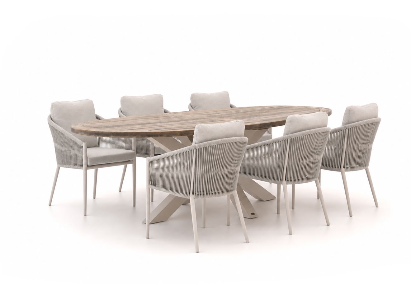 + 15 % Kassenrabatt | Bellagio Mineo/ROUGH-Y Ellips 240 cm Gartenmöbel-Set 7-teilig