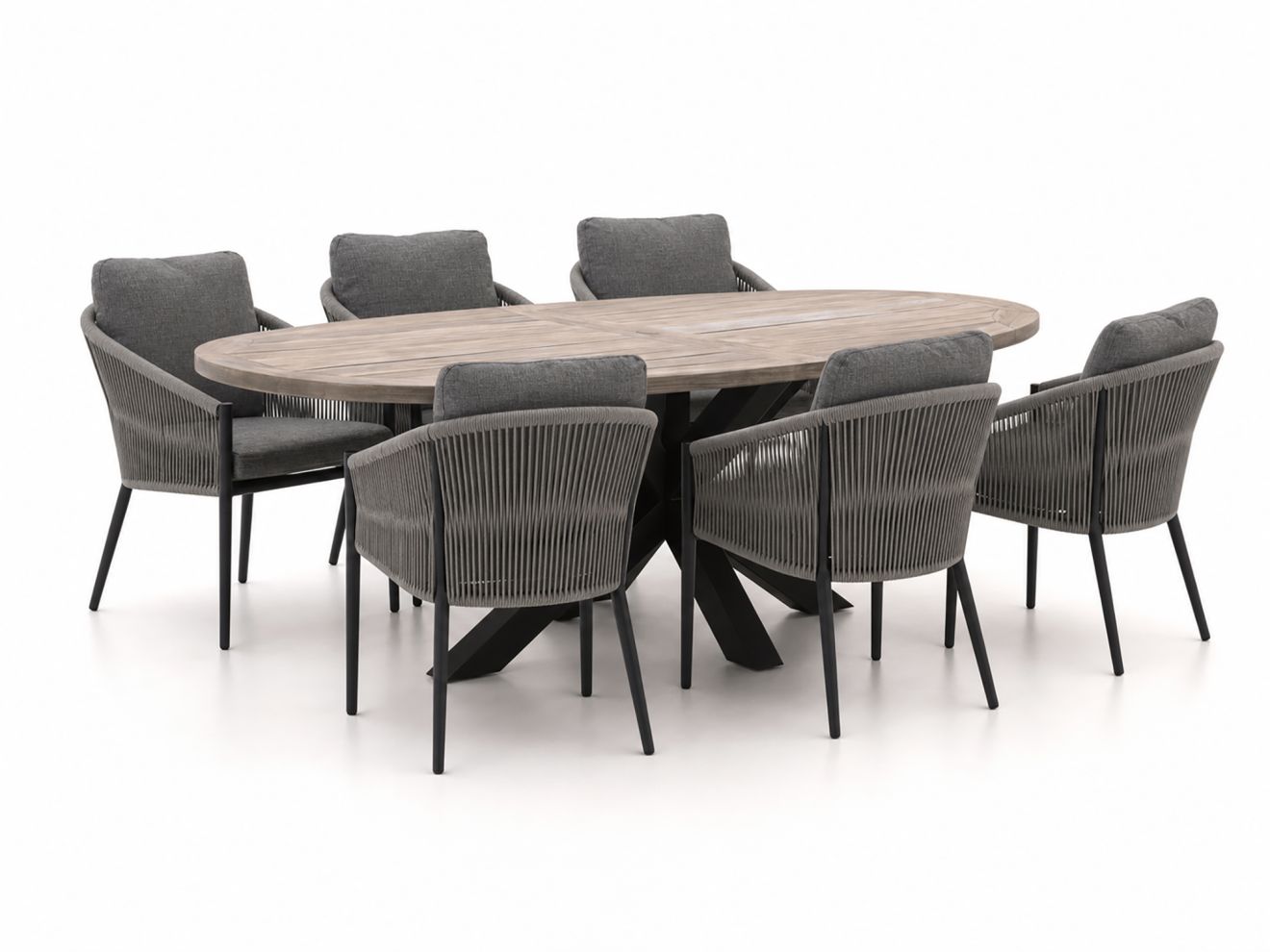 + 15 % Kassenrabatt | Bellagio Mineo/ROUGH-Y Ellips 240 cm Gartenmöbel-Set 7-teilig