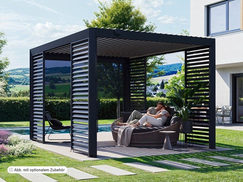 Pergola Magnus Aluminium 400 x 300 cm Anthrazit – Pergola mit verstellbaren Aluminium Hohlkammerlamellen